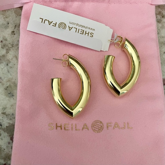 Sheila Fajl Stare Hoops Shiny Gold NEW WITH TAGS - Picture 4 of 4